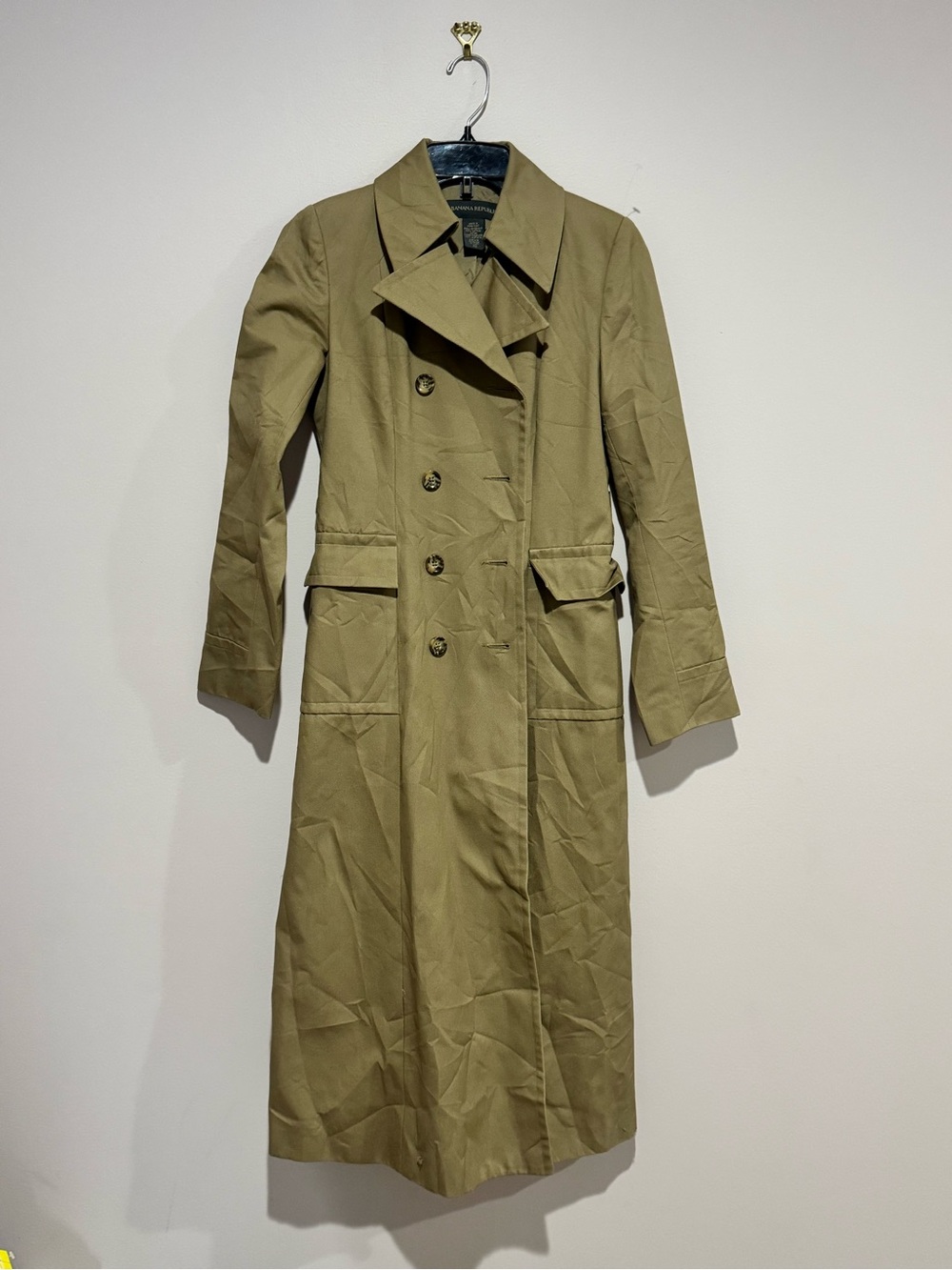 Banana Republic Tan Long Tan Trench Coat Sz XS